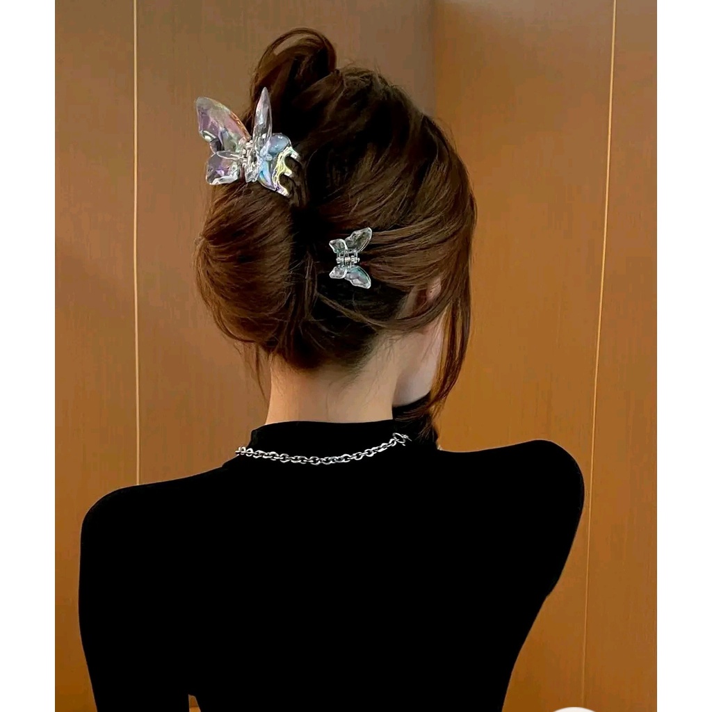 【kifli】Kẹp Tóc Hình Bướm Pha Lê Tinh Tế Thời Trang