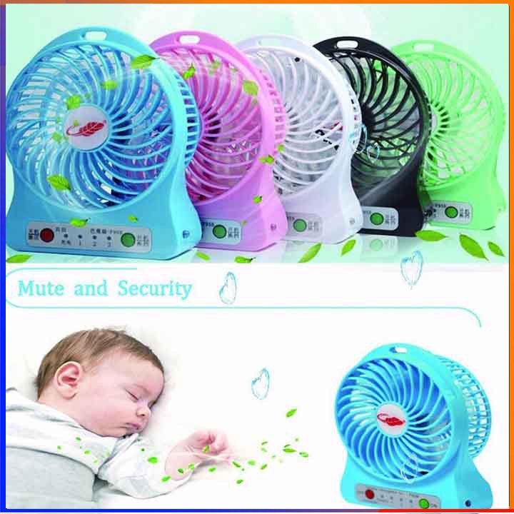 Quạt điều hòa Quạt mini fan xài pin sạc tích điện có đèn