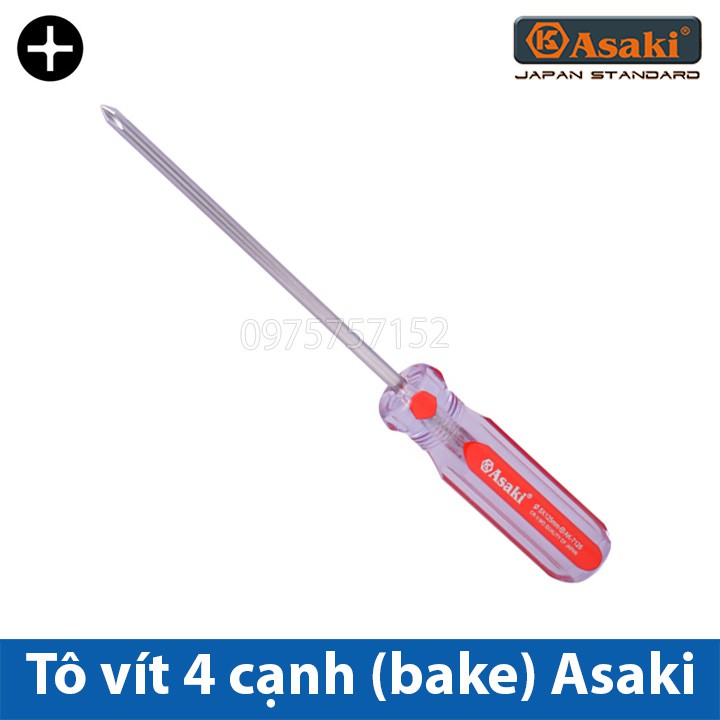 Tô vít 4 cạnh - Tuốc nơ vít bake cán cứng nhựa trong Asaki