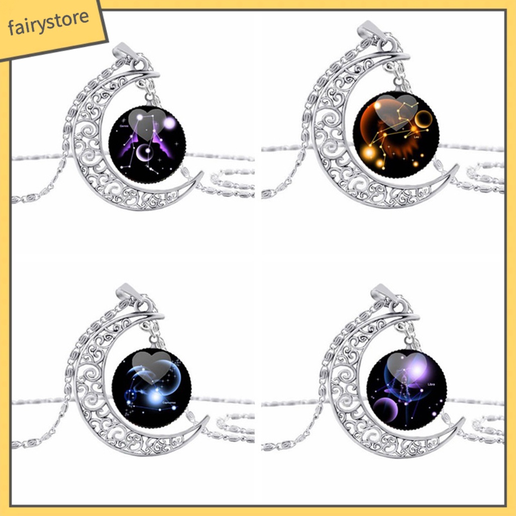 Dây Chuyền Mặt Hình Mặt Trăng Và 12 Chòm Sao Thiết Kế Ấn Tượng