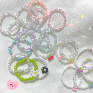 Nhẫn hạt cườm pastel