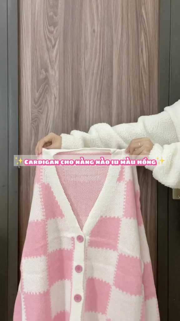 Áo Khoác Len Cadigan Tay Dài Cổ V Nữ Dệt Kim Họa Tiết Ô Vuông Xanh Hồng Phù Hợp Với Mọi Lứa Tuổi Ak2891 | BigBuy360 - bigbuy360.vn