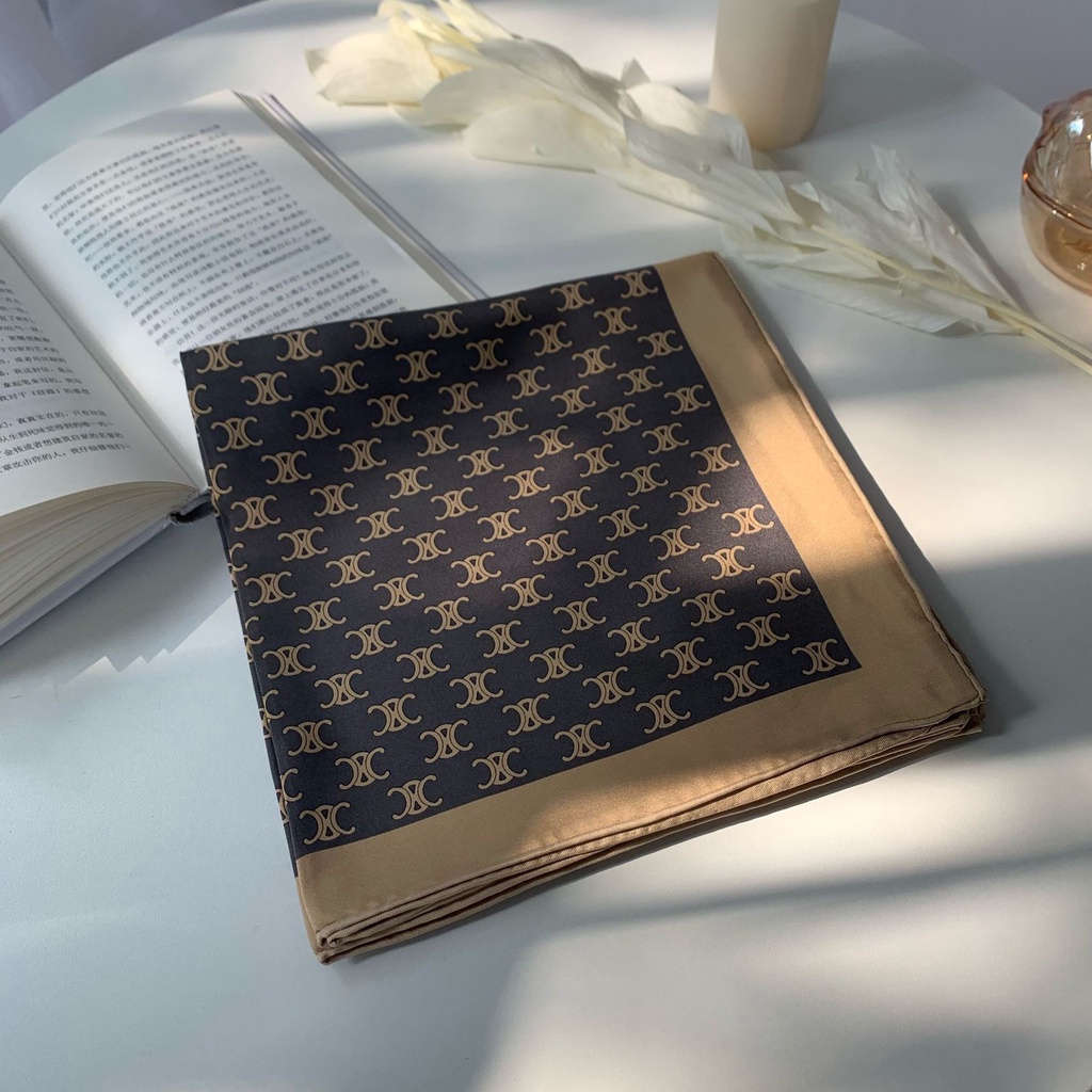 khăn lụa vuông GUCCI NÂU - XANH choàng cổ cao cấp 70x70cm-V2GNX Khăn bandana lụa ThyThy băng đô