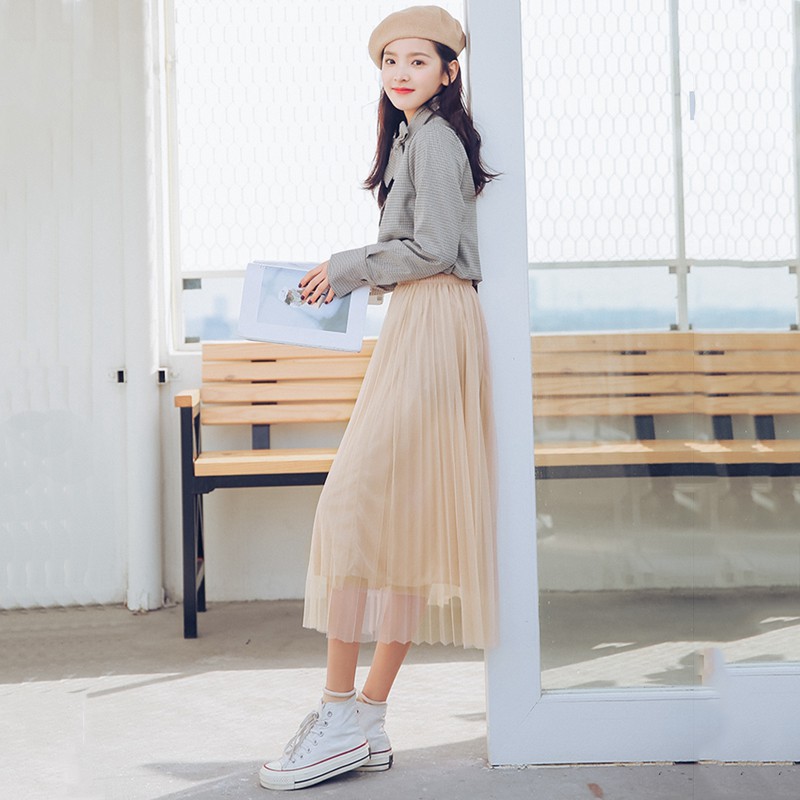 chân váy dài ulzzang order chân váy xếp li dài xòe dáng hàn quốc KÈM ẢNH THẬT | BigBuy360 - bigbuy360.vn