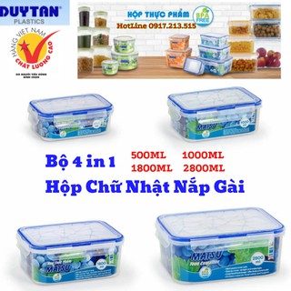 Bộ Hộp nhựa đựng thực phẩm Chữ Nhật 4 in 1 (Set A) Duy Tân Cao Cấp