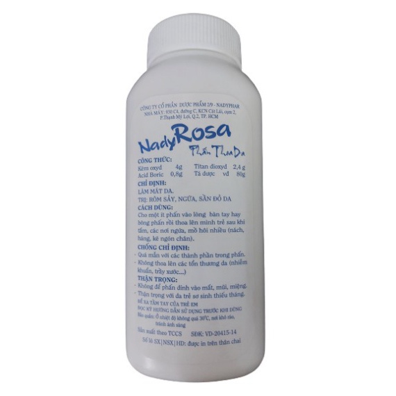 [Chính hãng] Phấn thoa da Nady Rosa ngừa rôm sảy cho bé chai 80g  Date mới