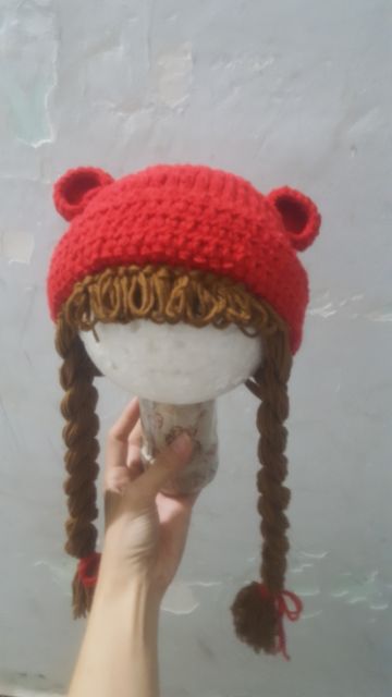 Nón len gấu 2 bính tóc