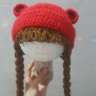 Nón len gấu 2 bính tóc (có nhiều màu)