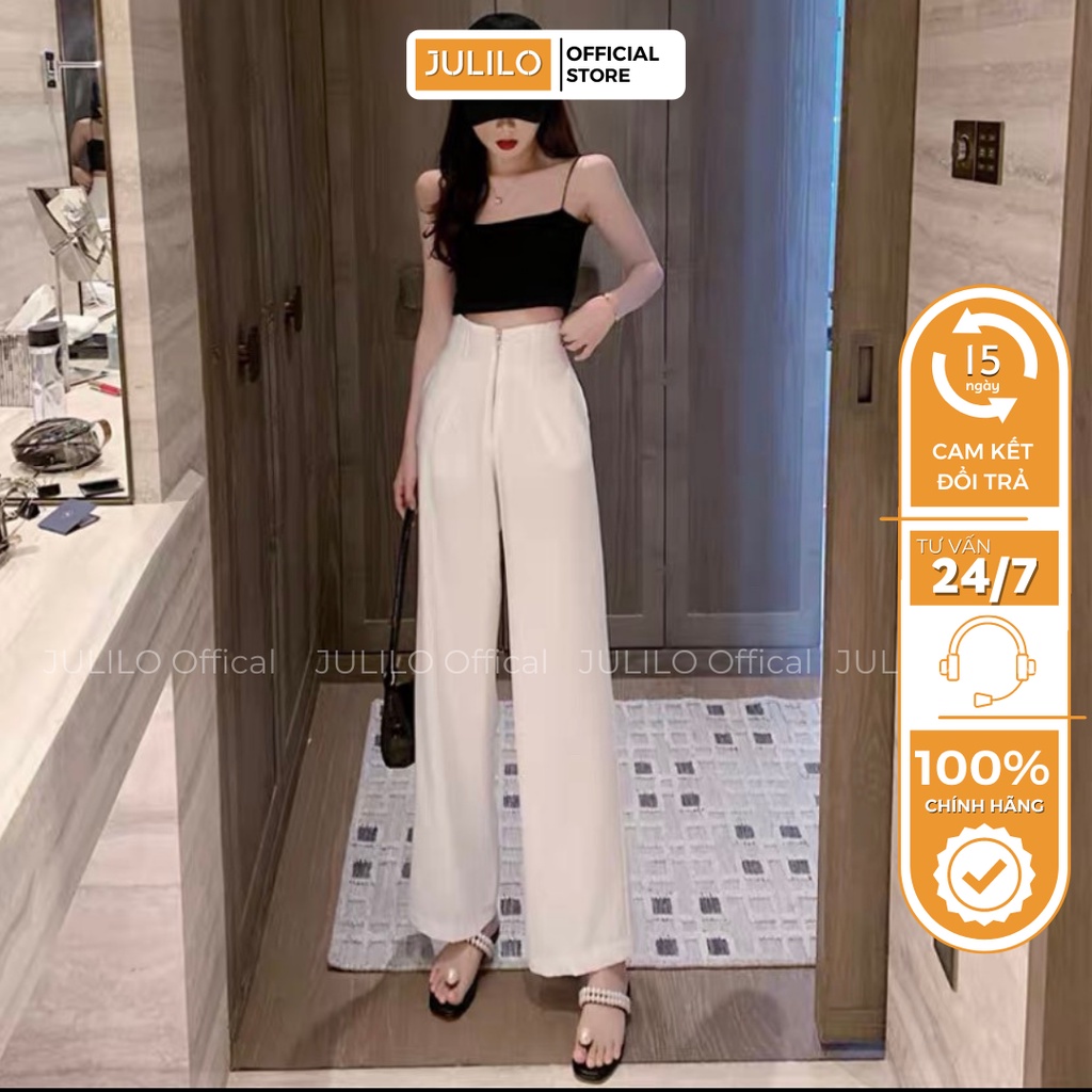 Quần Ống Rộng JULILO Quần Suông Khoá Trước, Chất Liệu Tuyết Mưa Dày Dặn Hack Dáng - Mã 004