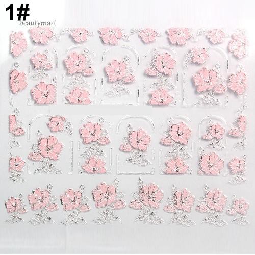 [Hàng mới về] Sticker trang trí móng nghệ thuật hình hoa chạm nổi đẹp mắt