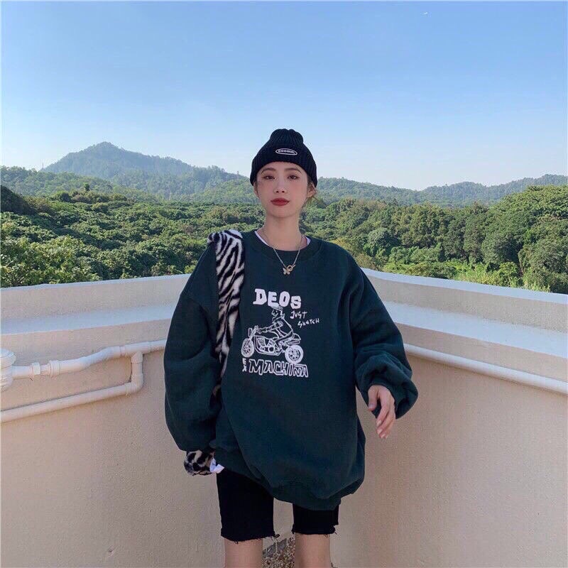 ÁO NỈ BÔNG HAIQUANG UNISEX OVERSIZE FORM TO NỈ DÀY CỔ TRÒN DỄ PHỐI ĐỒ CỰC CÁ TÍNH | BigBuy360 - bigbuy360.vn