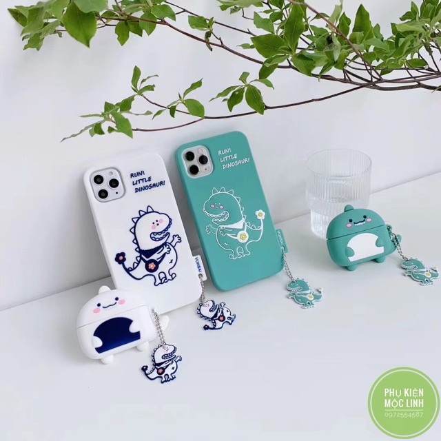 🦕Tặng kèm móc Dragon🦕Iphone 6plus 7plus 8plus X Xs max 11 / 11 pro / Max Ốp silicon khủng long đuôi hoa  chống sốc