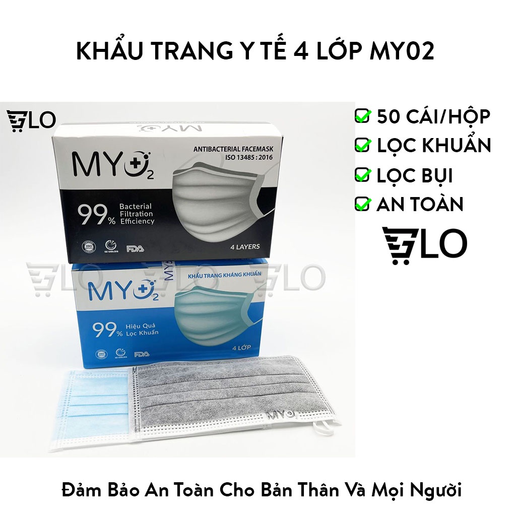 Khẩu Trang Y Tế 4 Lớp MY02, Nguyên Hộp 50 Cái