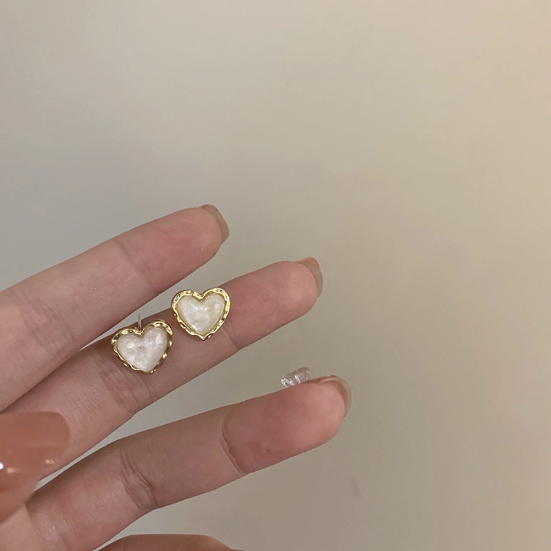 Đôi khuyên tai hình trái tim đính đá thanh lịch cho nữ