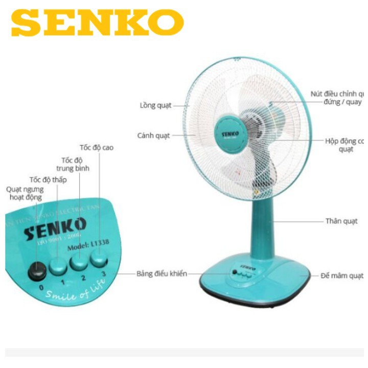 Quạt lỡ ống nhựa Senko L1638 công suất 47W, thiết kế đơn giản tinh tế, nhiều màu sắc - Hàng chính hãng