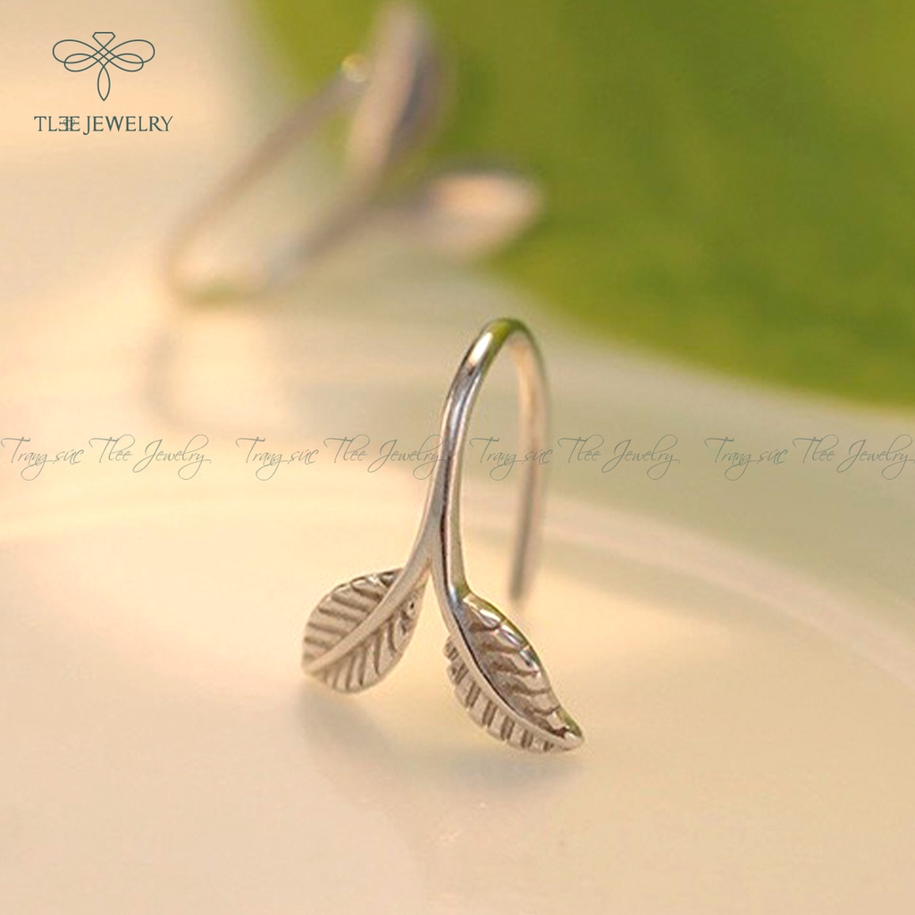 Khuyên tai bạc nữ TLEE lá ổi cá tính đơn giản NCJ B0163