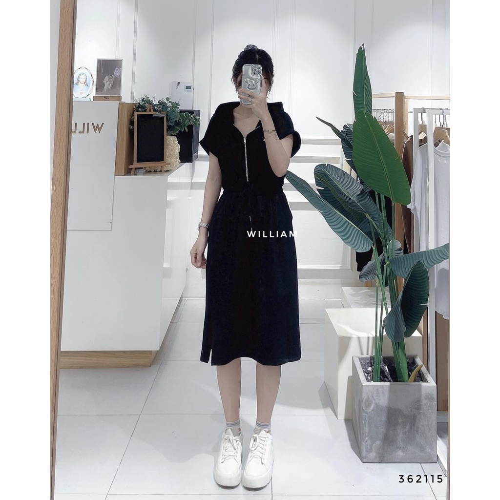 Đầm thun nón khoá kéo 6538