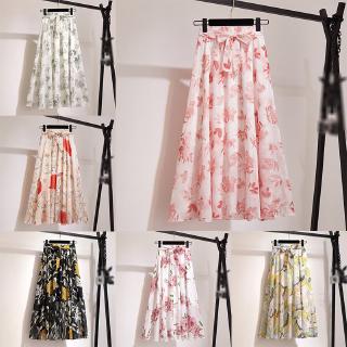 Váy Wg SHOP Váy voan Bohemian cạp cao hoa Váy xích đu lớn Váy đi biển