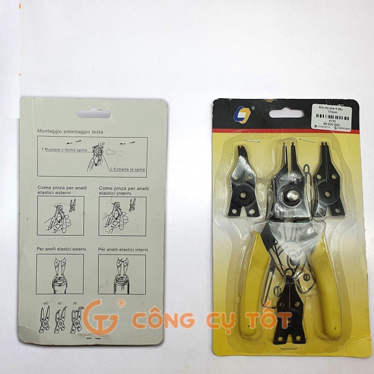 Kìm mở phe 4 đầu trong ngoài thẳng cong 170mm