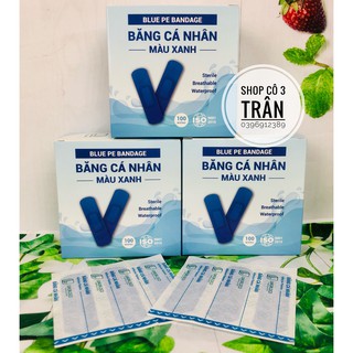 Băng sơ cứu vết thương Liworlco - Băng keo cá nhân màu xanh Hộp 100 miếng