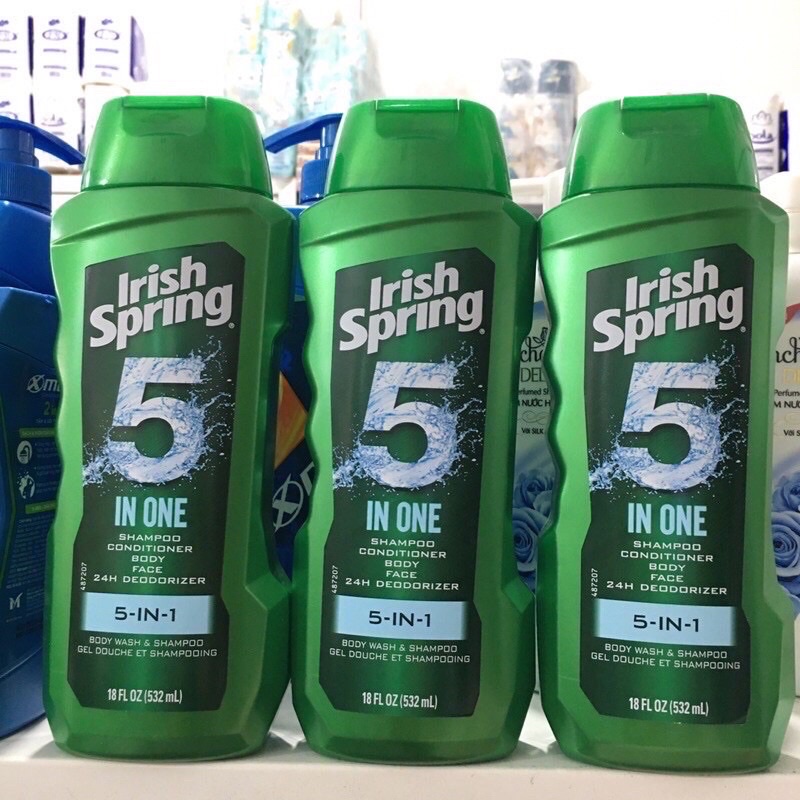 SỮA TẮM GỘI CHO NAM IRISH SPRING 5IN1 MỸ 946ml...532ml