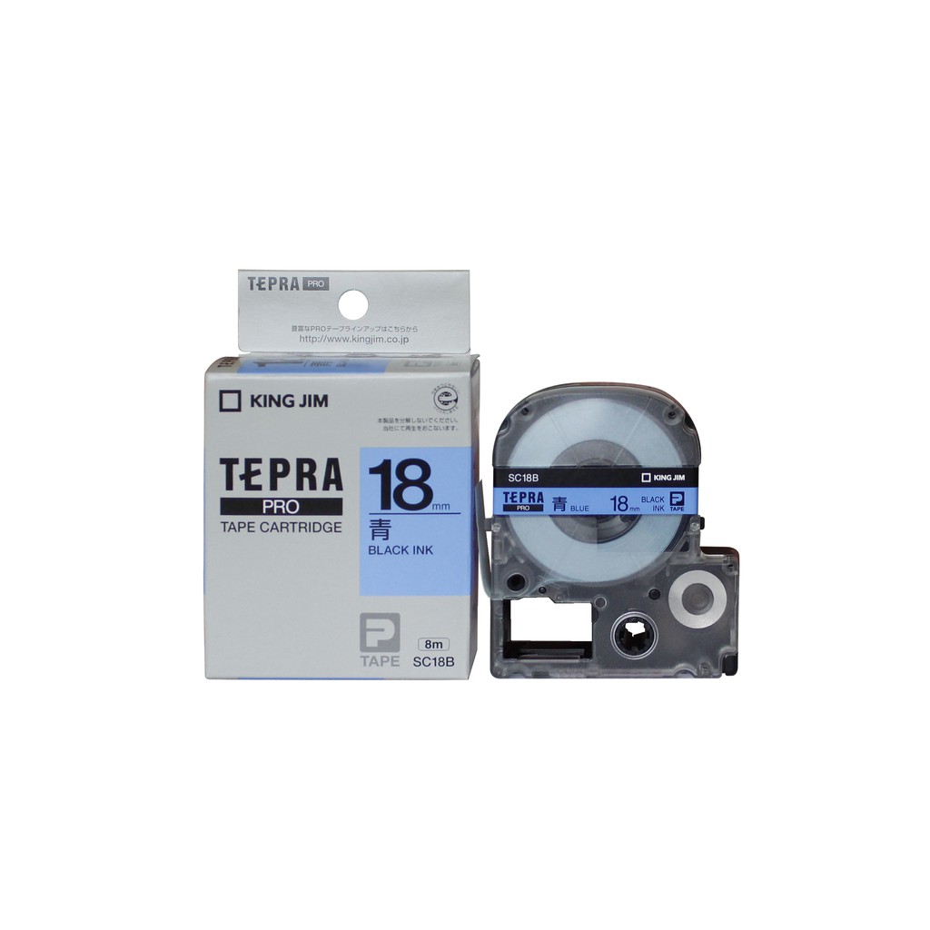 Băng mực in nhãn cỡ 18mm, dài 8m Tepra dùng cho máy TEPRA PRO KING JIM SR-R170V / SR530 / SR970 / SR5900P