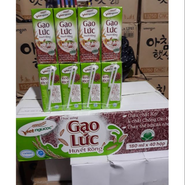 1 Thùng gạo lức huyết rồng 180ml(40 hộp) Vietngucoc