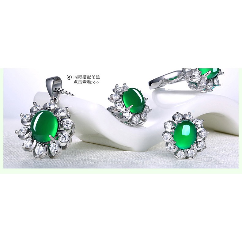 Bông Tai Mạ Bạc 925 Đính Đá Zircon Xanh Kiểu Dáng Đơn Giản