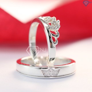 Nhẫn đôi bạc nhẫn cặp bạc đẹp King Queen đơn giản