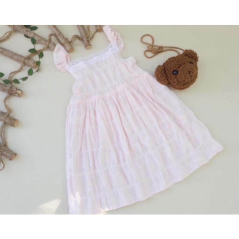 Đầm hai dây chất liệu linen mềm mại cho bé gái 9-25kg