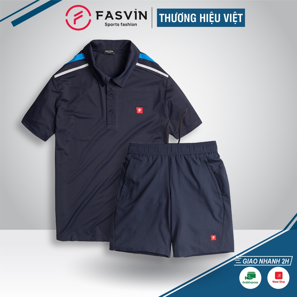 Bộ quần áo thể thao nam Fasvin AB20273.HN cộc tay cổ bẻ vải mềm nhẹ co giã thumbnail
