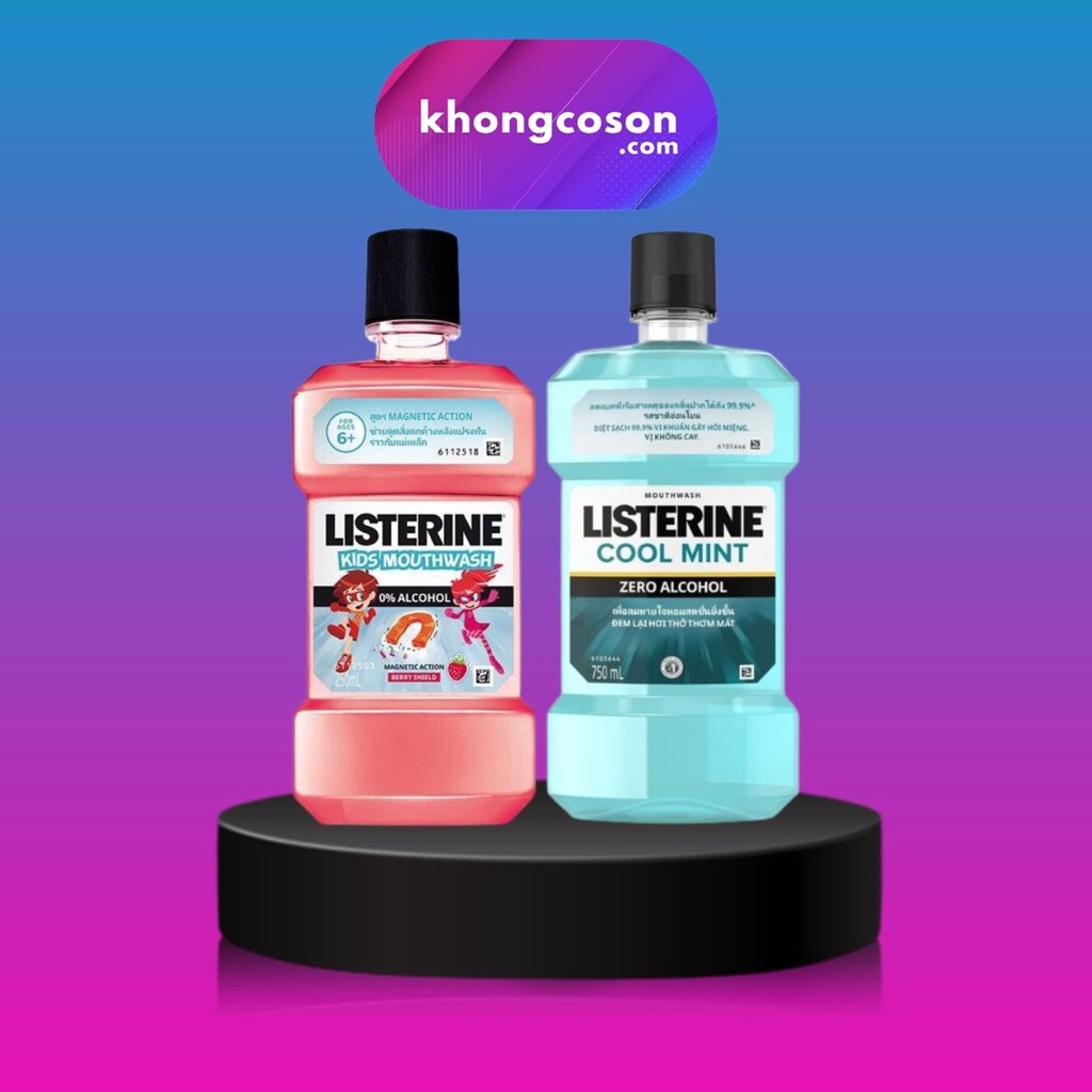 Nước Súc Miệng Hàng Ngày Listerine Kids &amp; Cool Mint Zero Không Cồn Mang Lại Hơi Thở Thơm Mát Răng Chắc Khỏe – Khongcoson