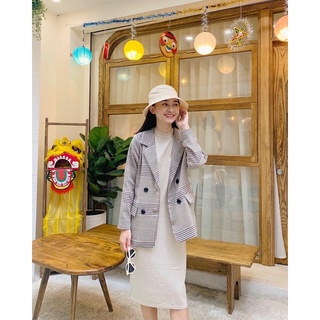 blazer hoạ tiết 2 lớp dày dặn
