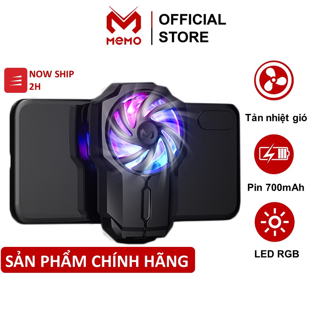 Quạt tản nhiệt gaming cho điện thoại MEMO FL05 | RGB | 500 mAh | Công nghệ làm mát lốc xoáy làm mát giảm nhiệt nhanh