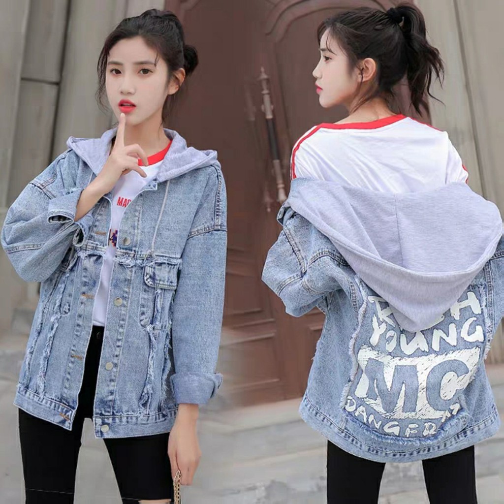 [Vip] Áo khoác jeans nam nữ xanh xám cao cấp form rộng hàng shop Vspeak-Righ MC Chiwawa shop giá rẻ
