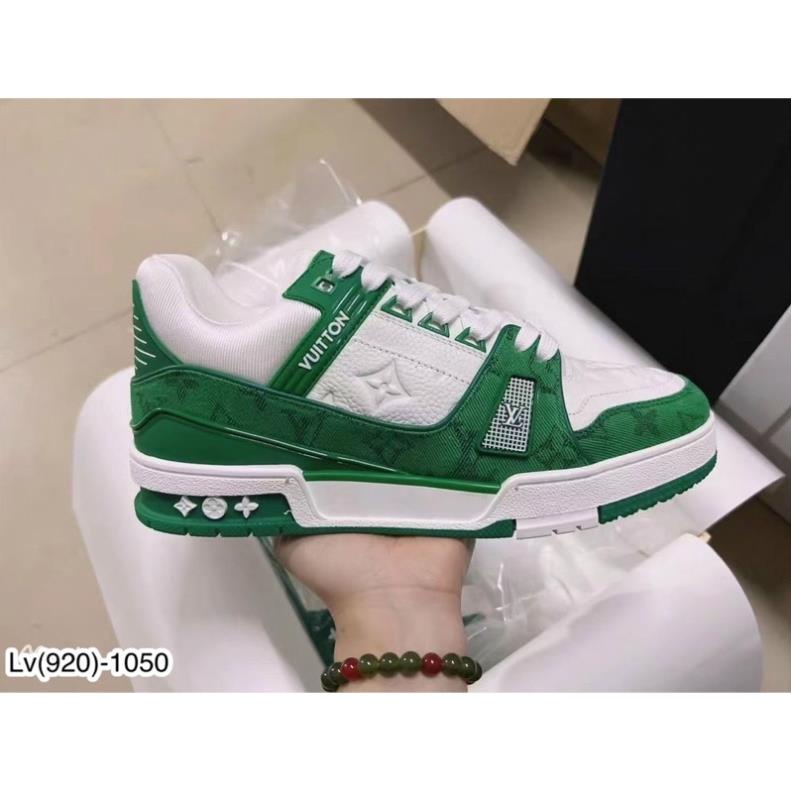 [Sẵn Hàng] Giày Buộc Dây Nam Lv Logo Nổi Cao Cấp Full Box - Giày Lv SC Full Box Pha màu