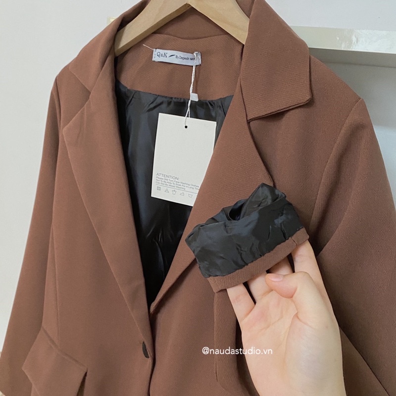 BLAZER HÀN QUỐC 2 LỚP LÓT DÀY DẶN (Hình thật/Có sẵn) - NÂU ĐÁ STUDIO.