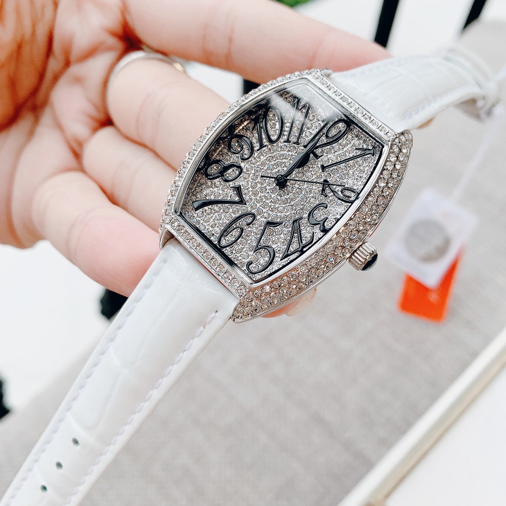 Đồng Hồ Davena Nữ Dây Da Trắng 36mm Silver