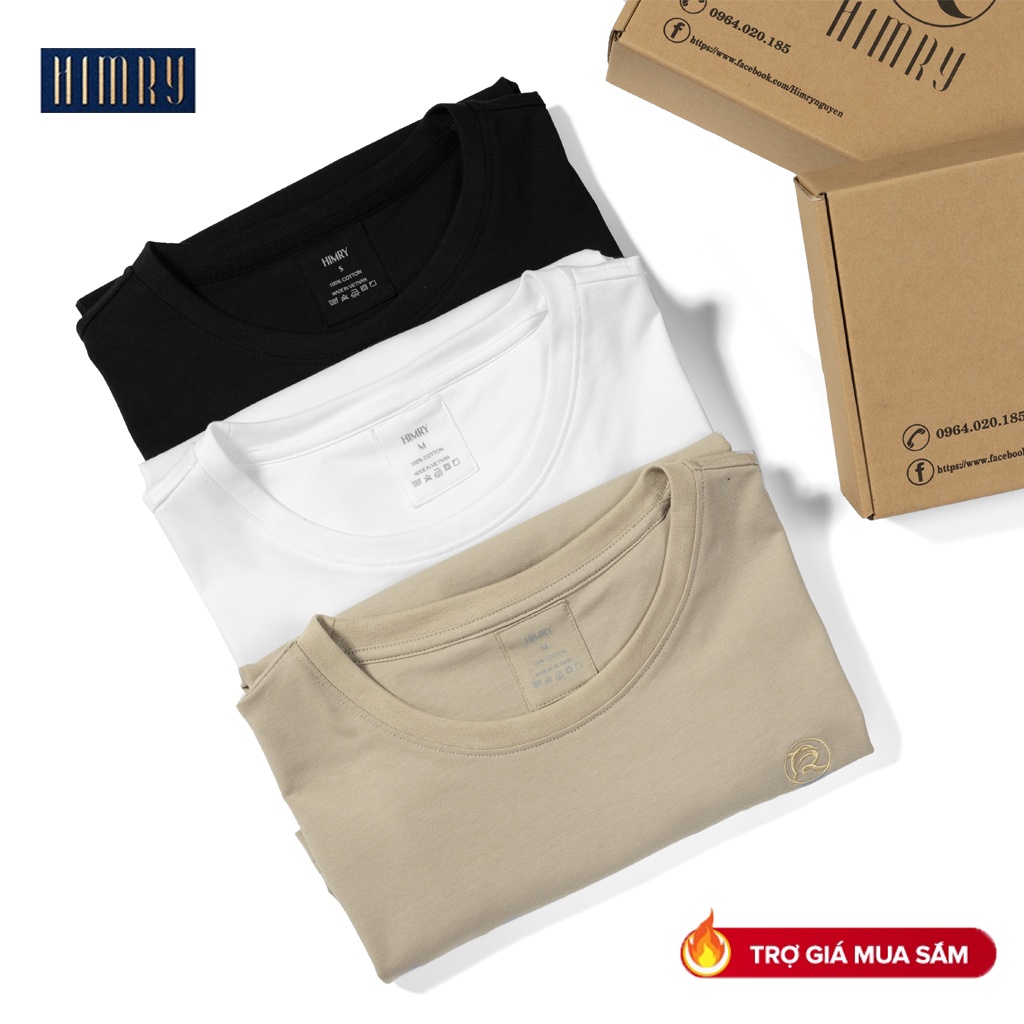 Áo thun nam cổ tròn HIMRY chất cotton cao cấp,màu đen,trắng trẻ trung,lịch lãm | BigBuy360 - bigbuy360.vn