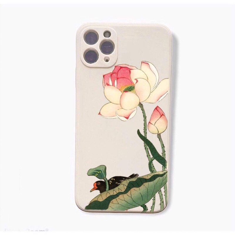 Ốp lưng hình hoa sen xin xắn cute cạnh vuông giả ip12 5/5s/6/6plus/6s/7/7plus/8/8plus/x/xr/xs/11/12/pro