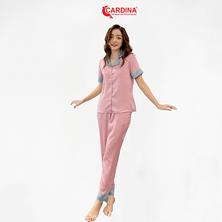 Đồ Bộ Nữ 𝐂𝐀𝐑𝐃𝐈𝐍𝐀 Pijama Chất Lụa Satin Nhật Cao Cấp Quần Dài Áo Cộc Tay Co Giãn Nhẹ 1Pi08