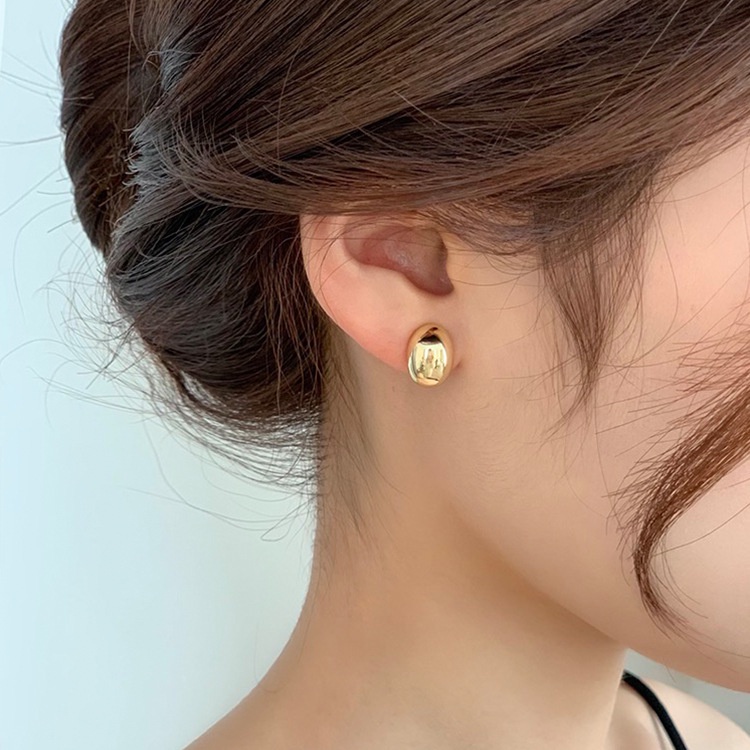 Khuyên Tai Kim Loại Hình Hạt Cà Phê Nhỏ Phong Cách Hàn Quốc
