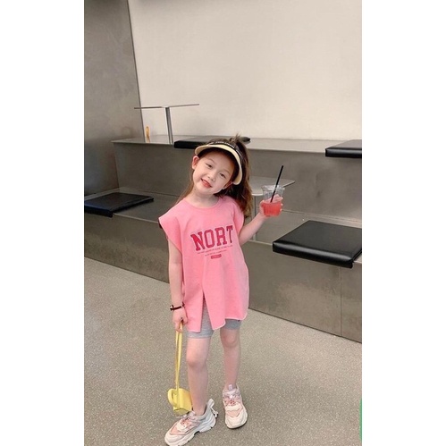 Set áo thun quần leggin bé gái vải cotton mềm mát