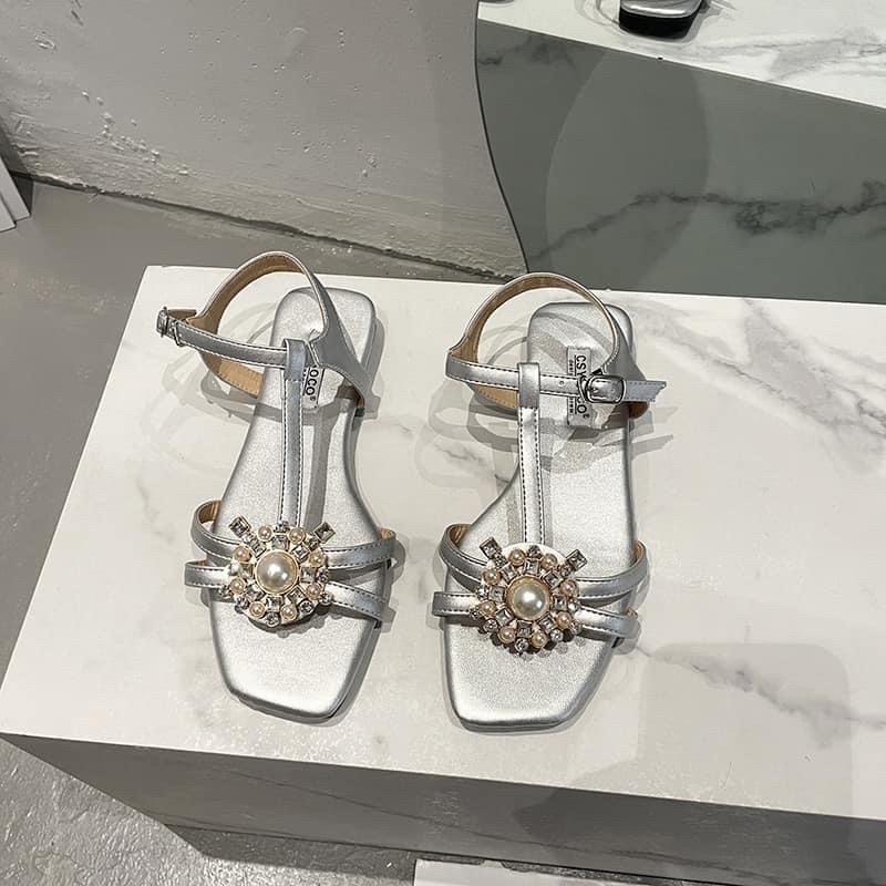 Sandal quai tag ngọc đá tròn siêu xinh