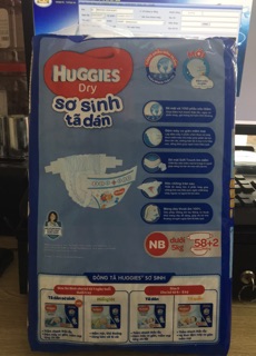 Tã dán huggies NB 58 miếng +2 miếng