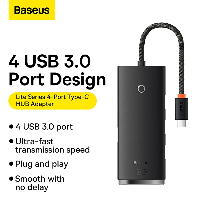 Hub chuyển đa năng Baseus Lite Series 4-Port USB-A/Type-C HUB Adapter (USB-A to USB 3.0*4 , Type C)