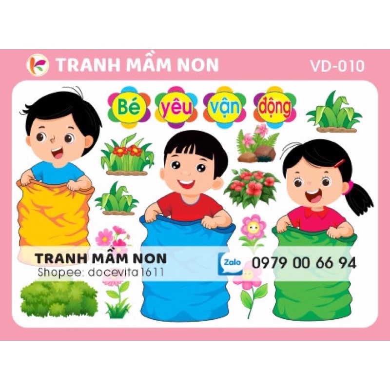 Decal góc mầm non- Góc Vận động VD 010