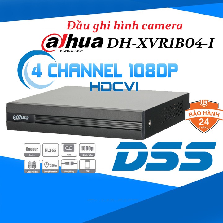 Đầu ghi hình camera 4 kênh 2MP H.265+ AI-Coding Dahua DH-XVR1B04-I hàng chính hãng DSS Việt Nam