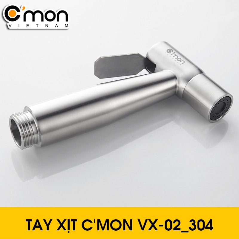 Bộ vòi xịt vệ sinh INOX 304 cao cấp C'MON VX-02-I (dây xịt PU lò xo)