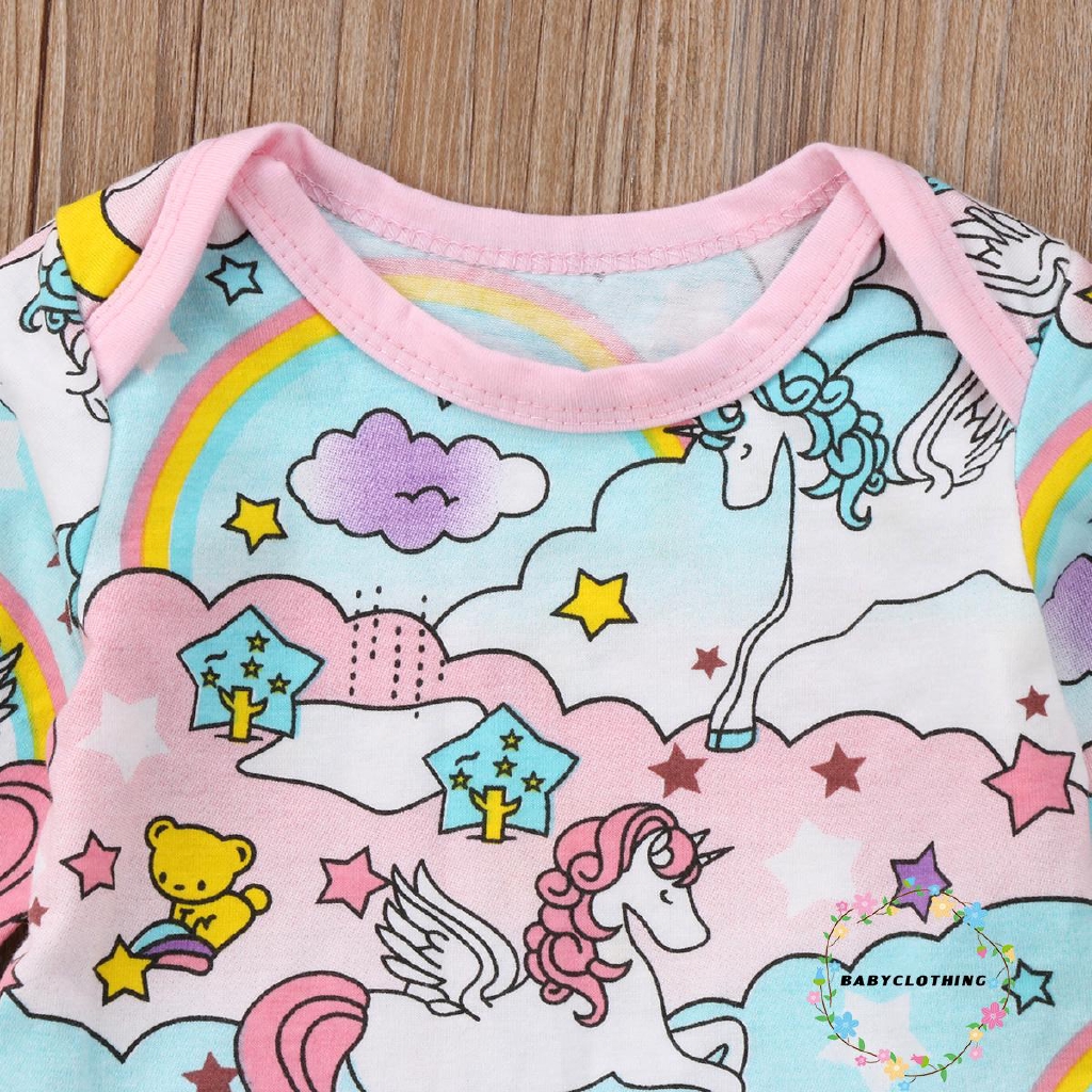 ღWSVღToddler Baby Kid Girl Long Sleeve Unicorn Print Party Pageant Dress Clothes